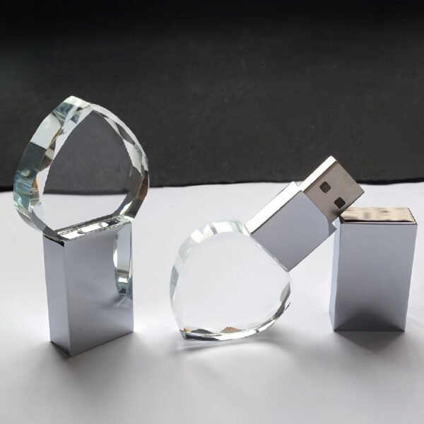 Heart Crystal Flash Drive - custom crystal LED USB flash drive with logo, made by YOUSAN USB manufacturer