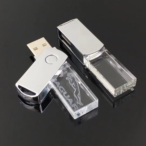 Rotating Crystal USB Flash Drive - custom crystal LED USB flash drive with logo, made by YOUSAN USB manufacturer