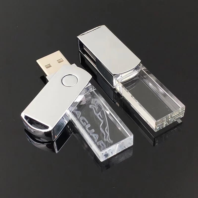 Rotating Crystal USB Flash Drive - custom crystal LED USB flash drive with logo, made by YOUSAN USB manufacturer