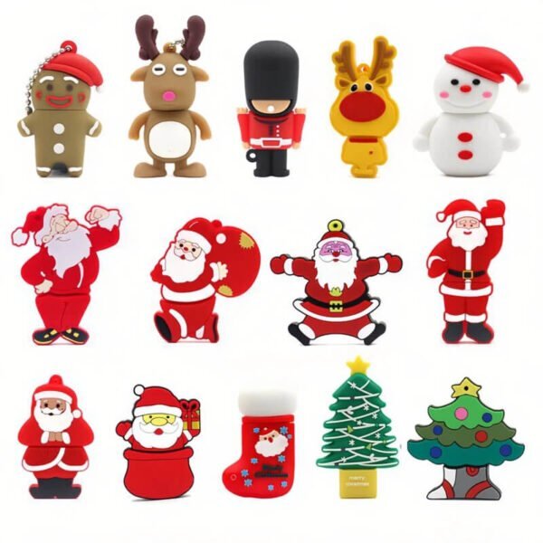 Christmas Gift shaped custom PVC USB flash drive with gift box with wrapping paper pattern, ribbon and bow on top - promotional USB drive by YOUSAN USB manufacturer