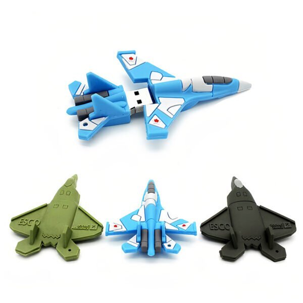 Fighter Jet USB flash drive detail view 3 - sleek fighter jet silhouette in blue, green or black - YOUSAN custom USB drive