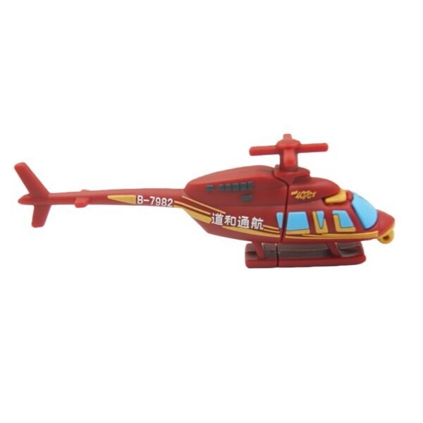 Helicopter shaped custom PVC USB flash drive with helicopter with main rotor, tail rotor, cockpit and landing skid - promotional USB drive by YOUSAN USB manufacturer