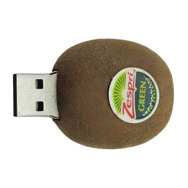 Кастомная USB-флешка из ПВХ в форме киви с коричневой ворсистой кожурой и зеленой мякотью в разрезе — промо-USB-накопитель от производителя YOUSAN USB