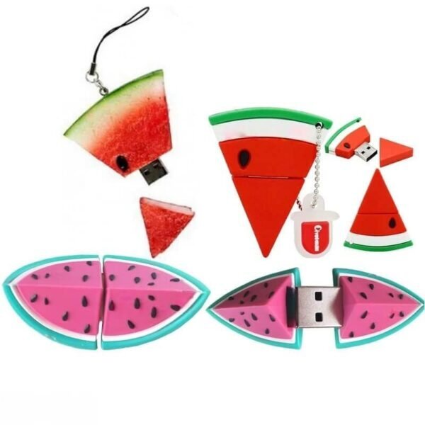 USB-флешка на заказ в форме арбуза из PVC: долька арбуза с красной мякотью, семечками и зеленой коркой — промо-флешка от производителя YOUSAN USB