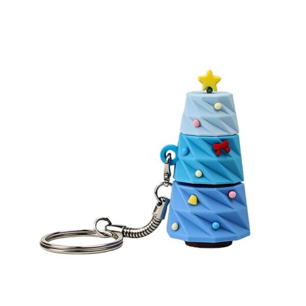 Christmas Tree shaped custom PVC USB flash drive with green tiered Christmas tree with ornaments, garland and gold star topper - promotional USB drive by YOUSAN USB manufacturer