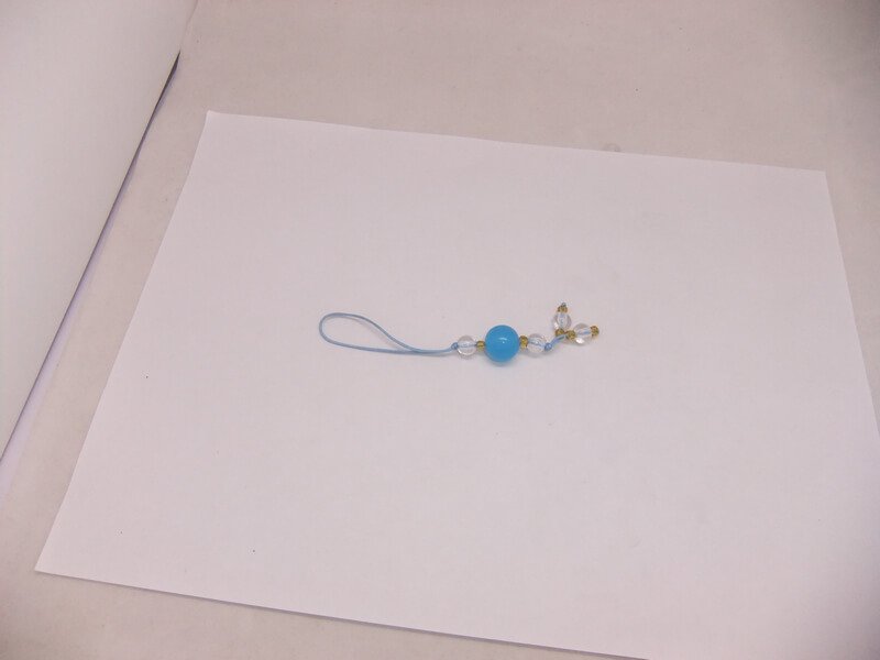 Cordino decorativo per telefono cellulare con perline blu
