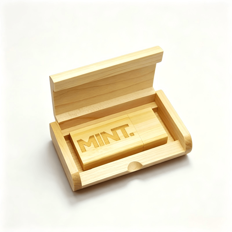 Chiavetta USB in legno incisa personalizzata in scatola regalo di legno