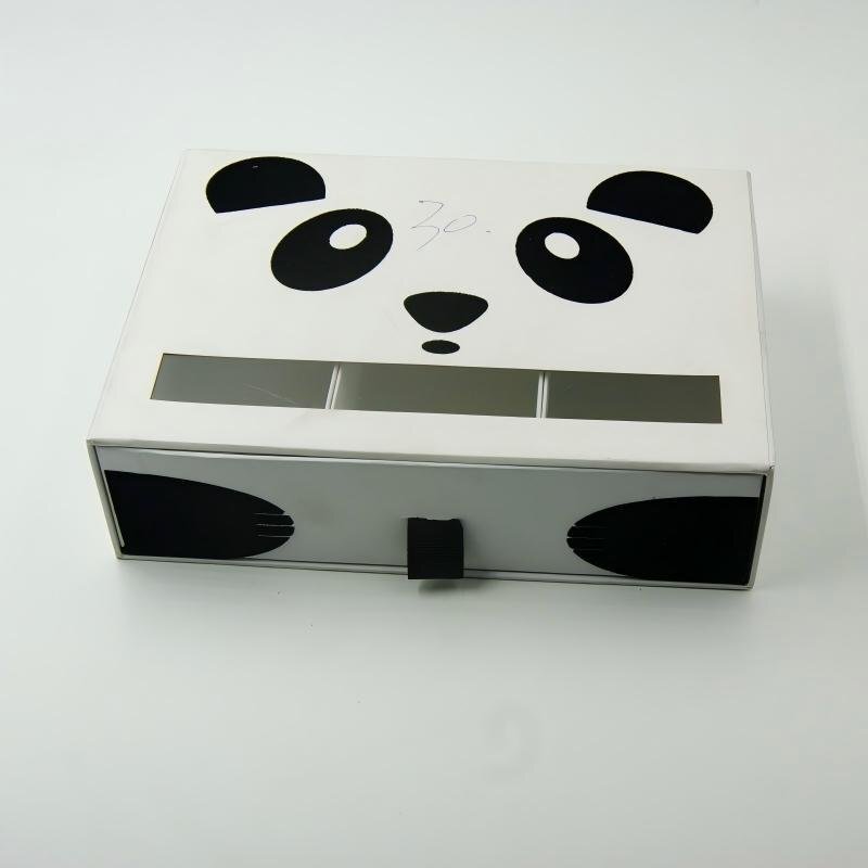 Scatola a cassetto scorrevole carina a forma di panda stampato con finestra