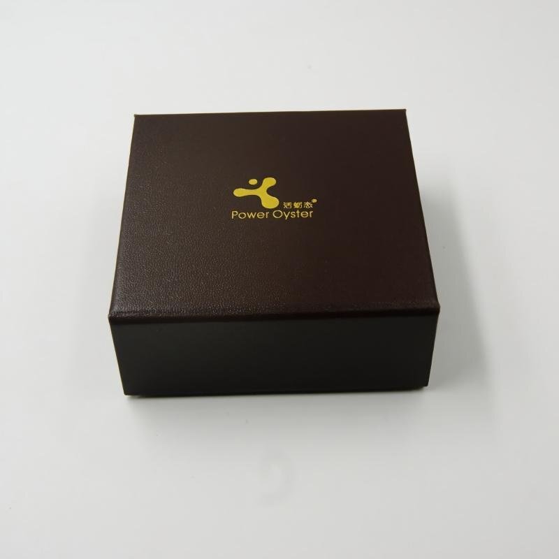 Scatola regalo rigida marrone scuro in finta pelle con logo personalizzato