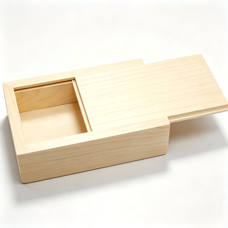 Scatola in legno di paulonia quadrata con coperchio scorrevole