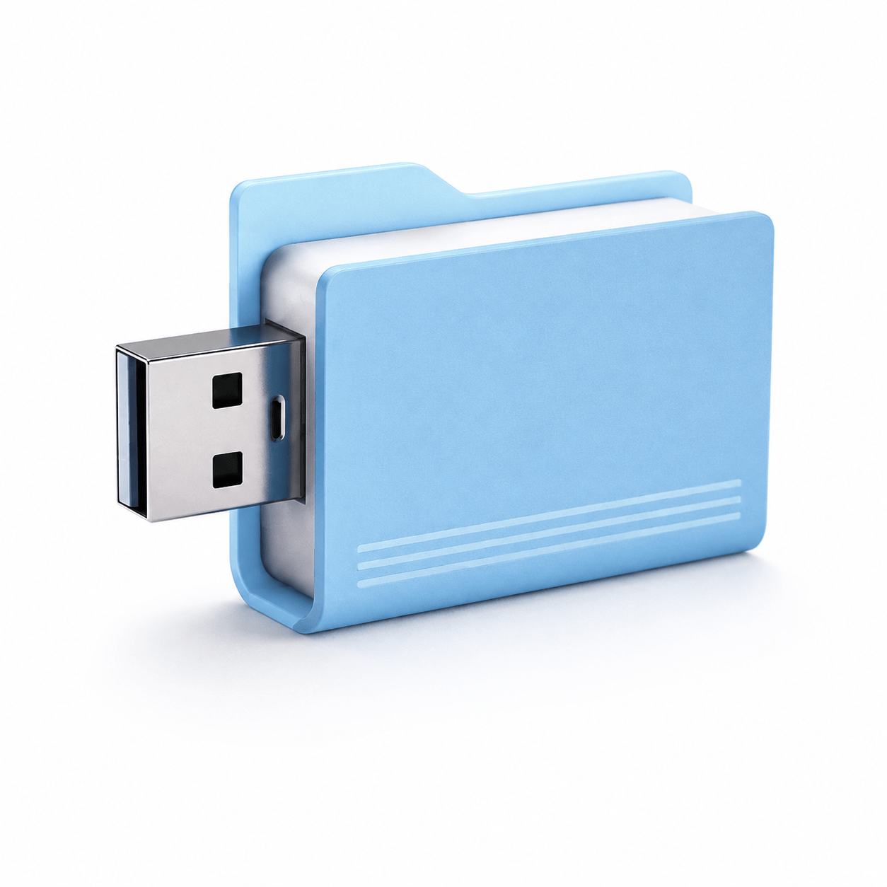 blue folder-shaped USB flash drive