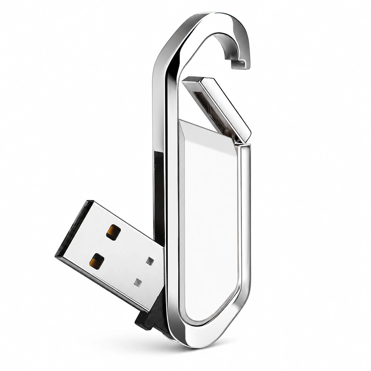 Polished metal clip-style USB flash drive
