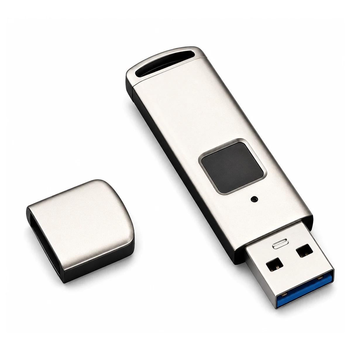metal fingerprint USB flash drive with removable cap